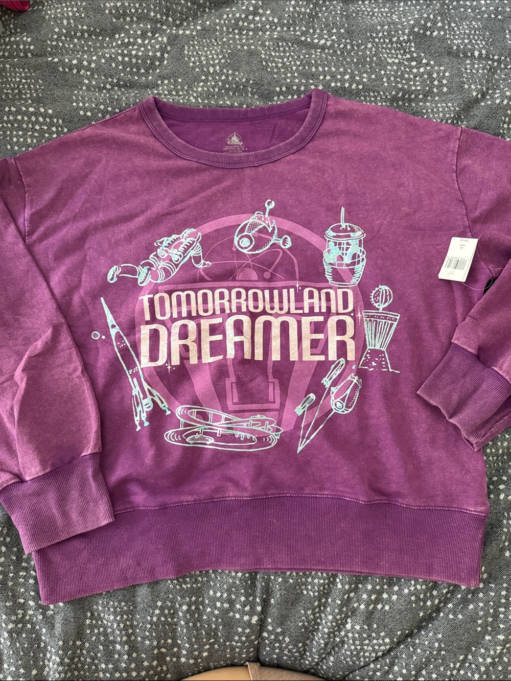 Disney Tomorrowland Dreamer Long Sleeve Tee - Purple with Light Blue Print